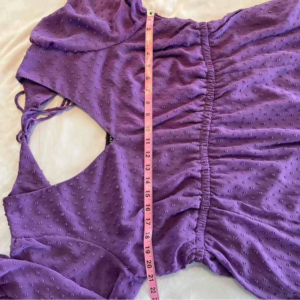 Torrid Purple Tea Length Clip Dot Open Back A-Line Dress Size 1 - Picture 13 of 17